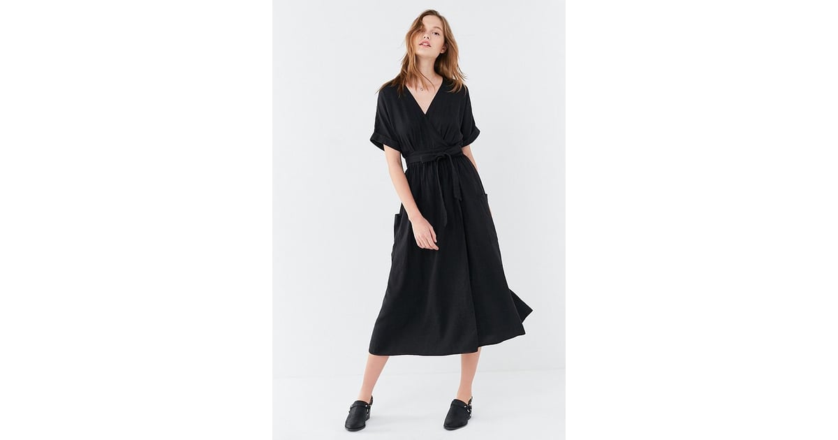 gabrielle linen midi wrap dress