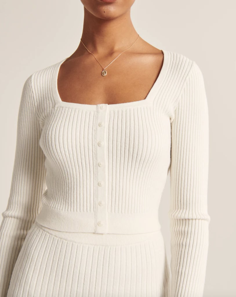 Ribbed Square-Neck Sweater