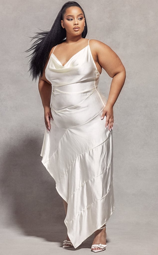 PrettyLittleThing x Naomi Campbell Plus White Tiered Skirt Dress ($55)