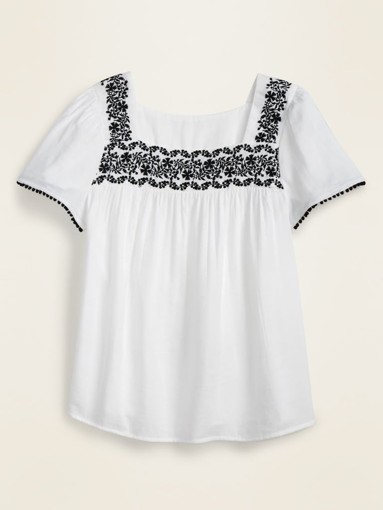 Old Navy Embroidered-Yoke Square-Neck Top