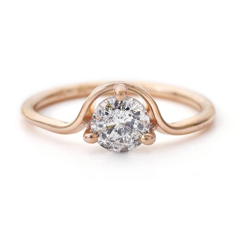 18k Rose Gold Gray Diamond Engagement Ring