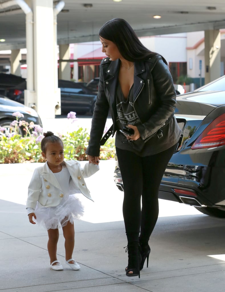 North West Wearing Balmain Blazer and White Tutu