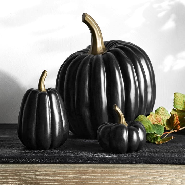 For a Halloween Statement: Decorative Black & Gold Pumpkins