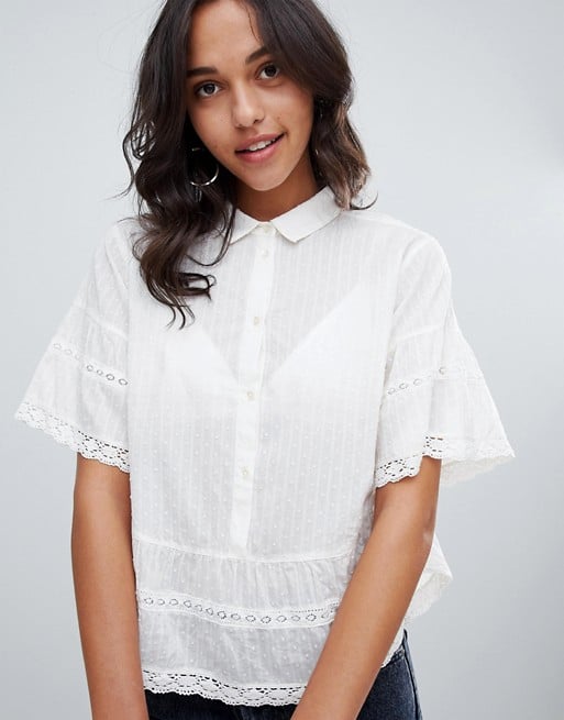 Shop Similar: ASOS Vila Dobby Spot Blouse With Crochet Trim