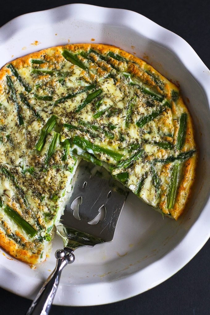 Asparagus and Feta Cheese Crustless Quiche