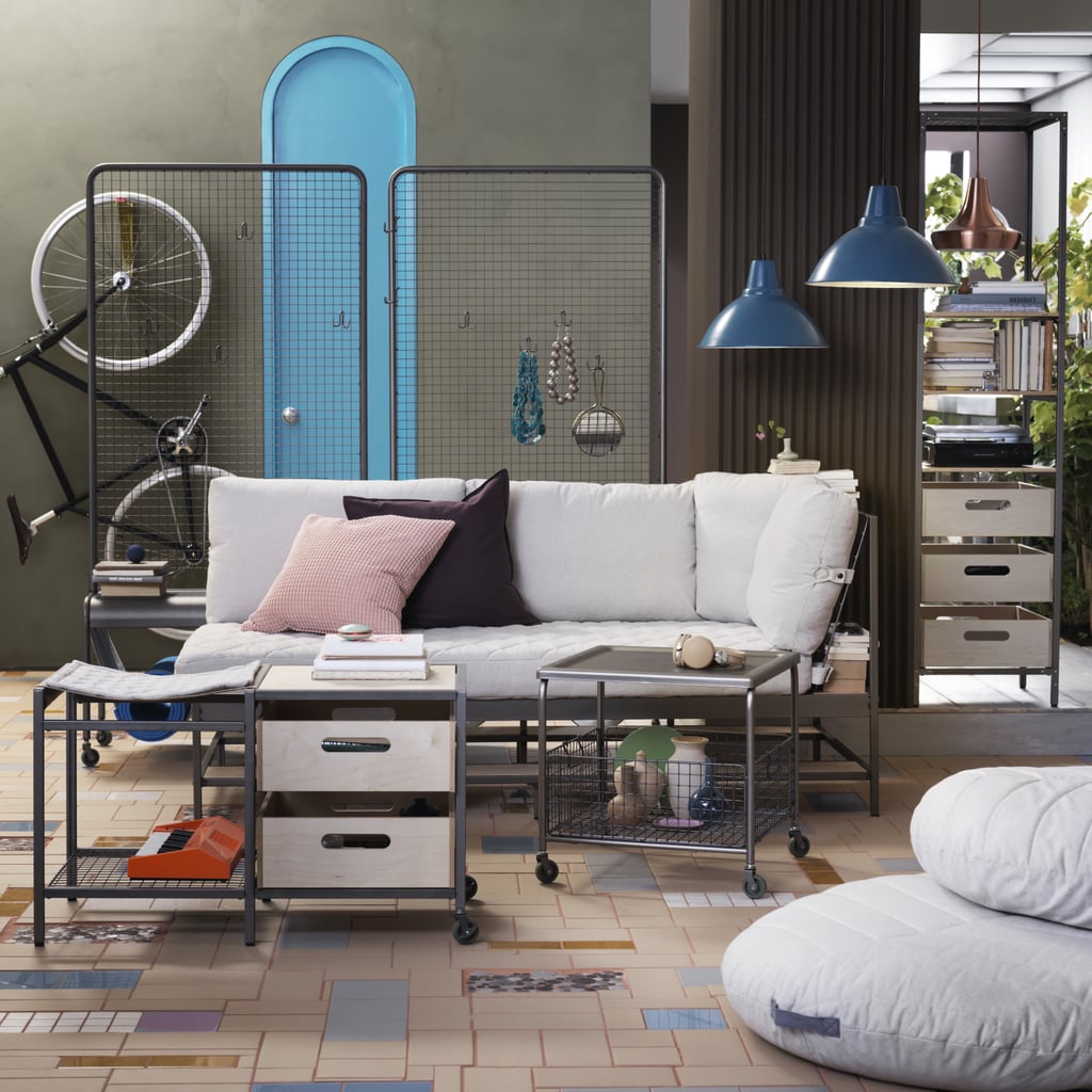 Veberöd Bench ($100)
Lalleröd Coffee Table ($60)
Dihult Pouffe ($80 each)
Ekebol Sofa ($400)