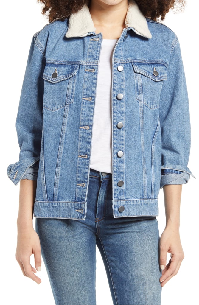 BP. Denim Jacket with Removable Faux Shearling Collar