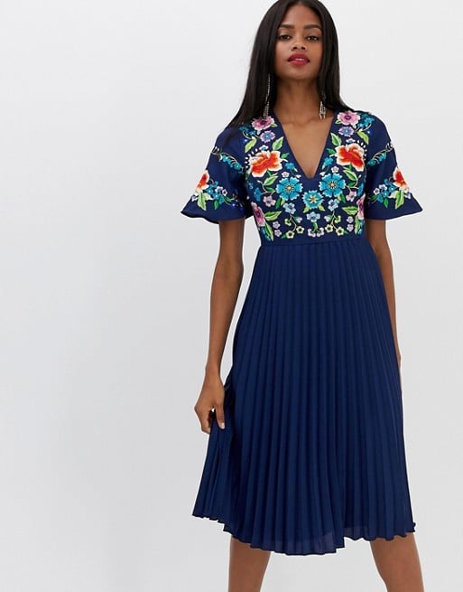 Asos design embroidered online midi dress