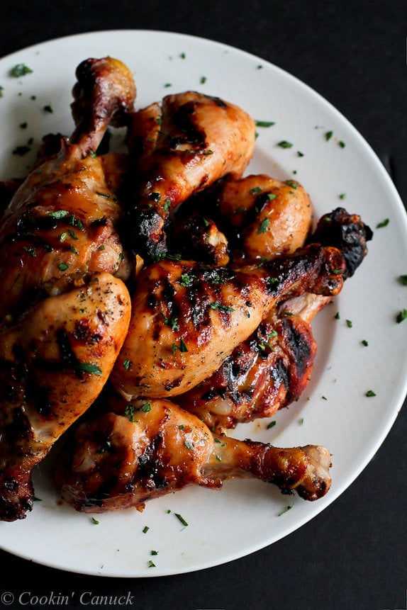 Grilled Maple Dijon & Chili Chicken Drumsticks