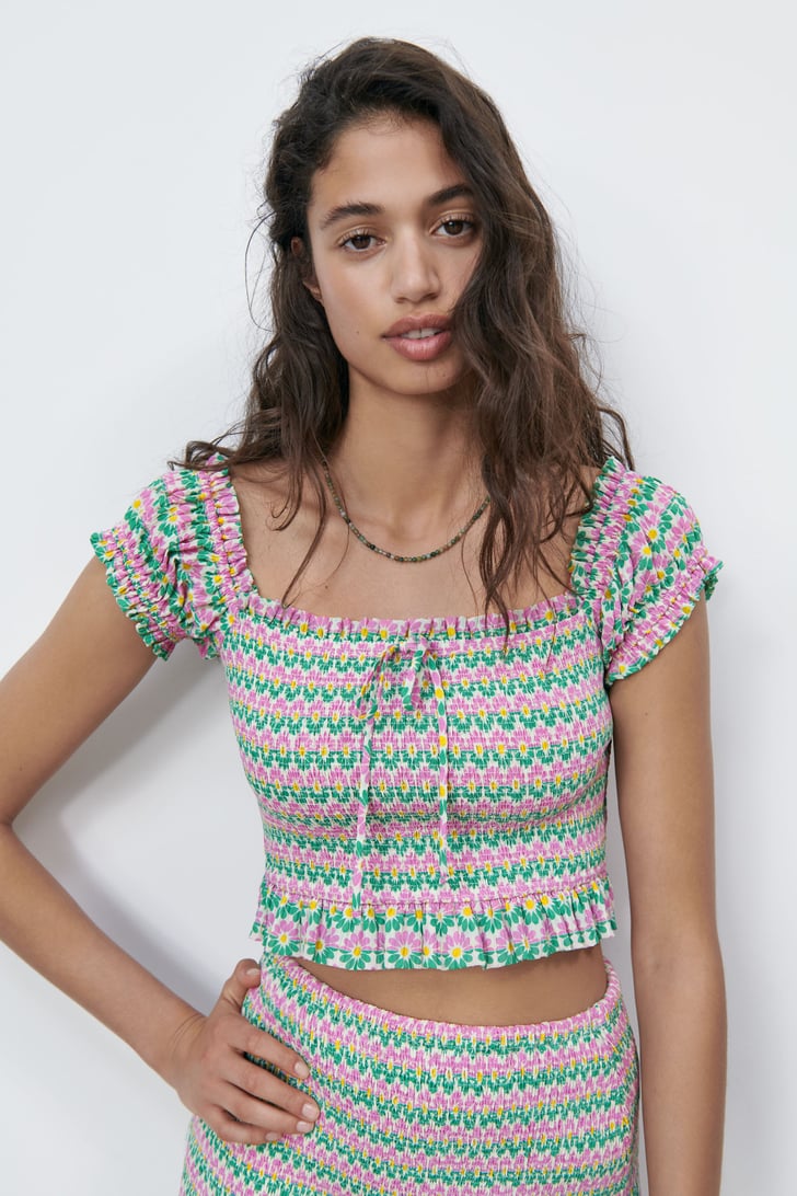 Zara Printed Smocked Top | Best Women's Clothes Under $100 | 2021 ...