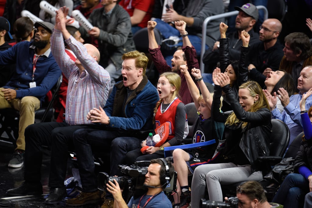 Conan O'Brien and his family couldn't contain their excitement while watching the LA Clippers play in January 2016.
