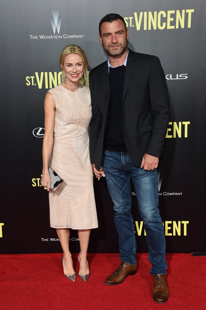 Naomi Watts and Liev Schreiber held hands at the NYC premiere of St. Vincent on Monday.