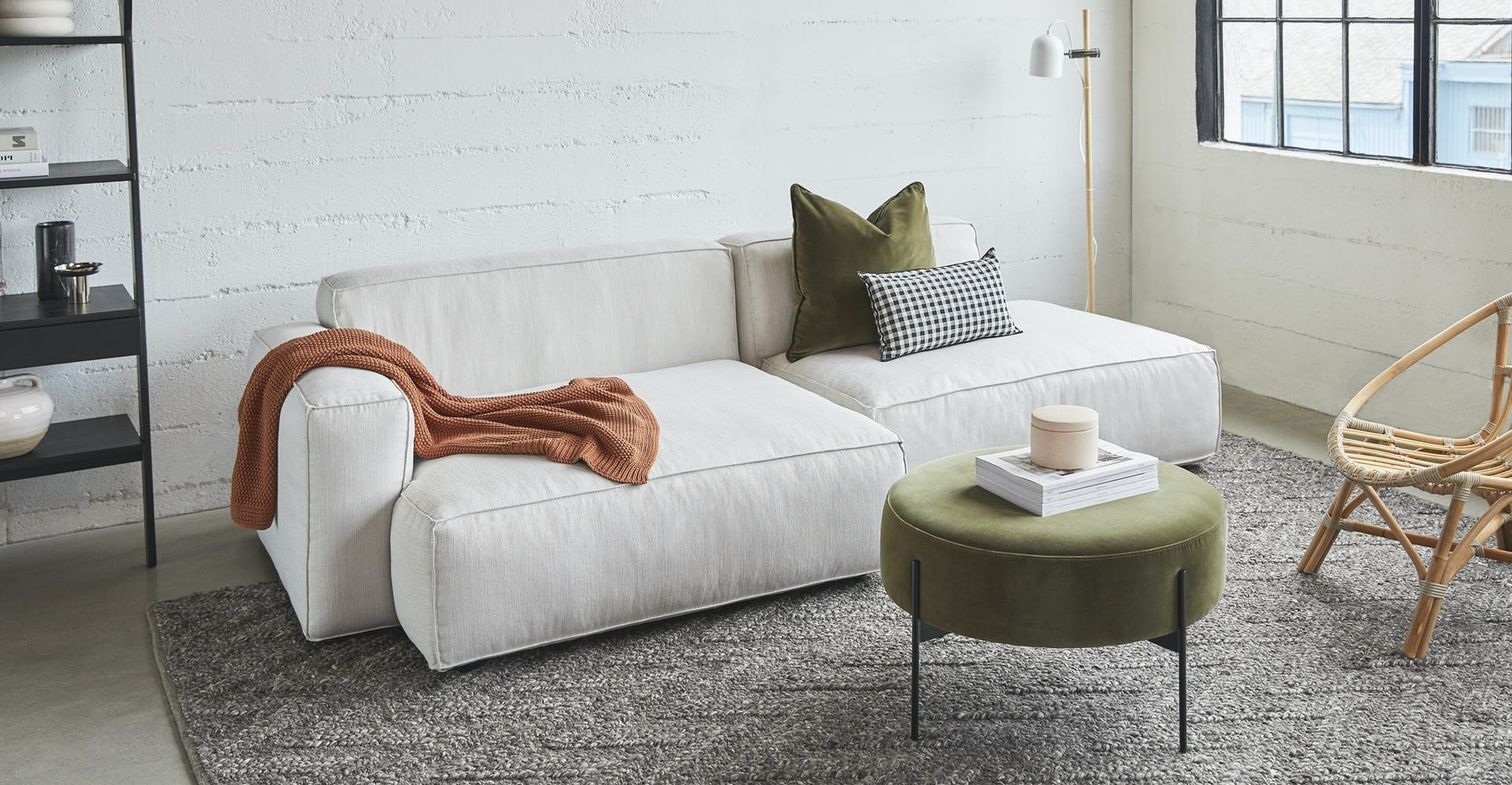 White shop comfy sectional