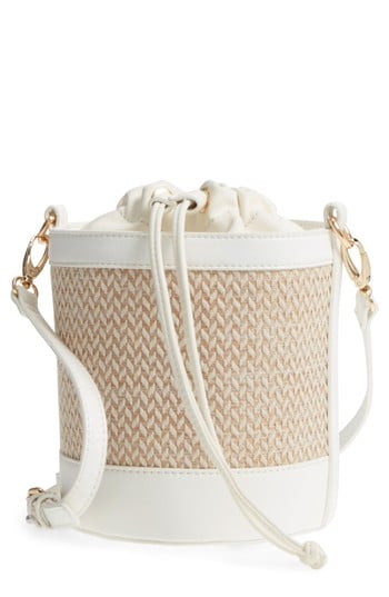 Leith Straw & Faux Leather Bucket Bag