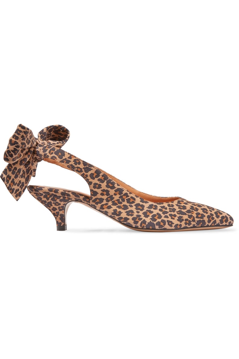 Ganni Leopard-Print Slingback Pumps