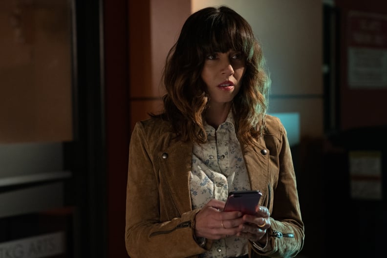 Judy's Suede Jacket and Floral Button-Up Shirt on Dead to Me
