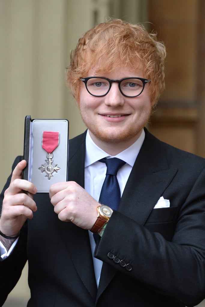 Ed Sheeran Buckingham Palace For MBE Investiture Photos