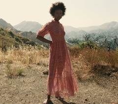 Dôen Feather Dress in Dark Rosewood
