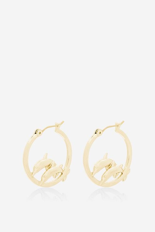 Gold Dolphin Hoop Earrings