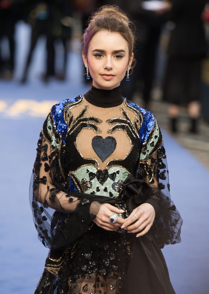Lily Collins Gown With Hands and Heart 2019