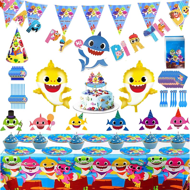 1st Birthday Milestone Photo Banner & Cake Topper - Shark Party