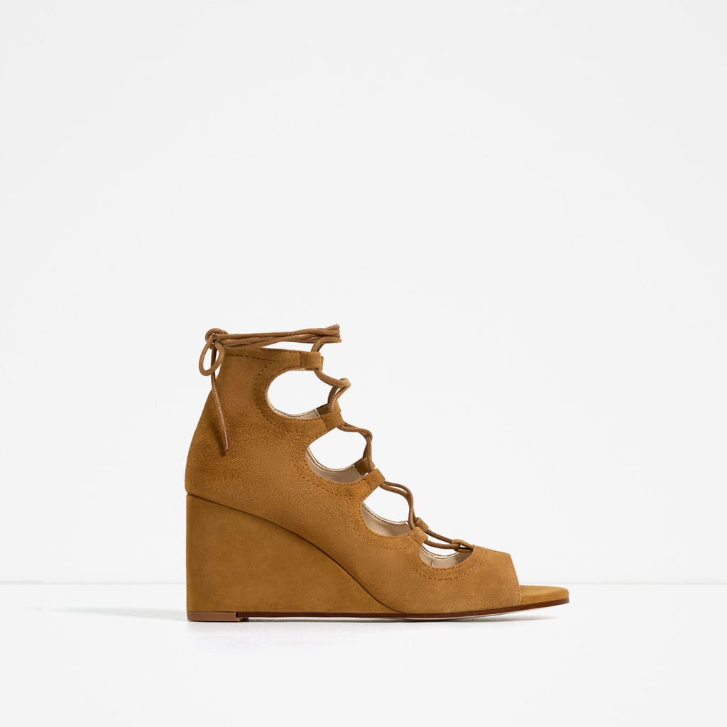 Leather Wrap Wedges ($70, originally $119)