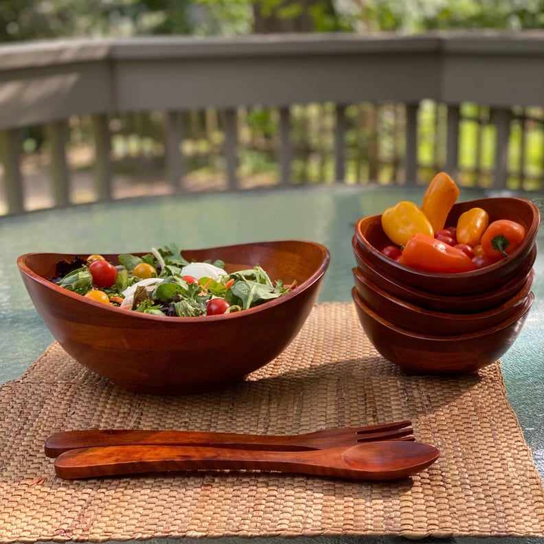 An Oval-Shaped Salad Bowl: Lala 7 Piece Salad Bowl Set