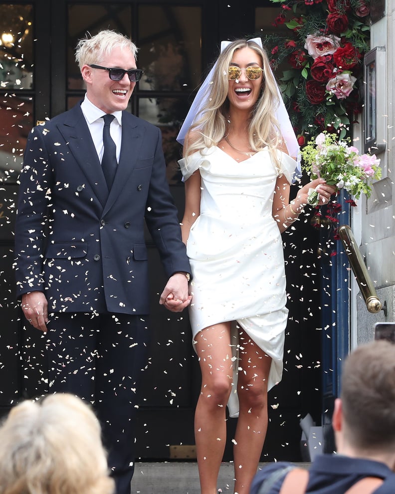 LONDON, ENGLAND - APRIL 14: Made In Chelsea stars Sophie Habboo and Jamie Laing get married at Chelsea Registry Office on April 14, 2023 in London, England. (Photo by GC Images/GC Images)