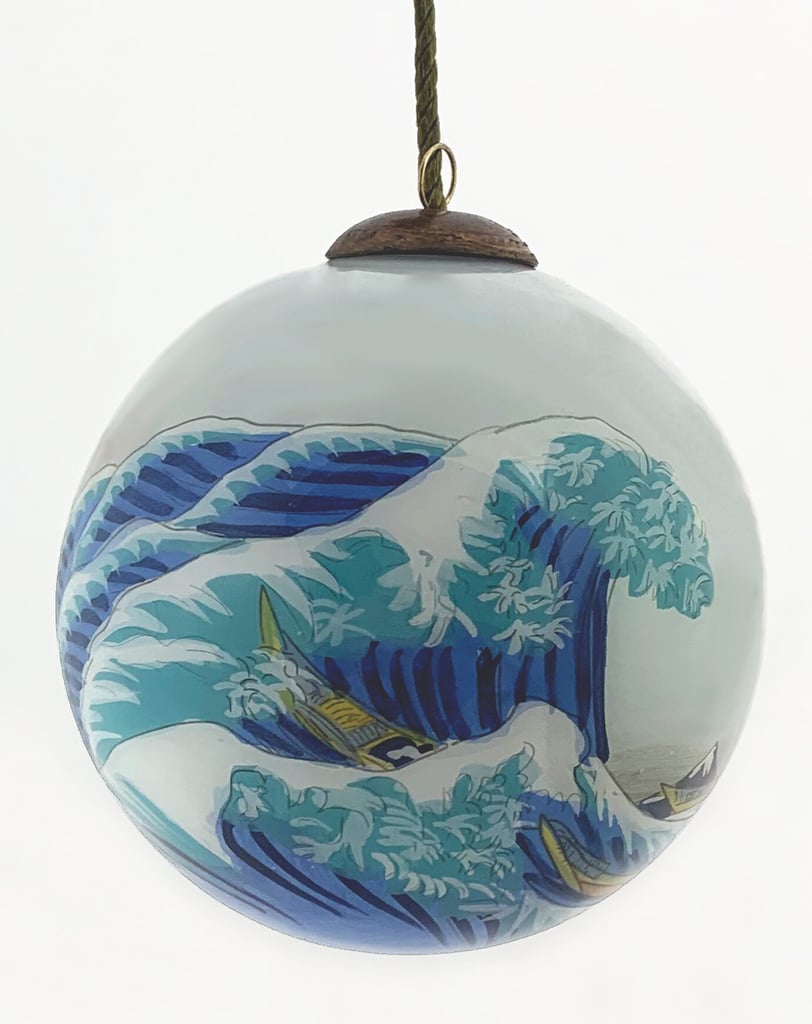 The Great Wave Off Kanagawa Hand Painted Glass Ornament