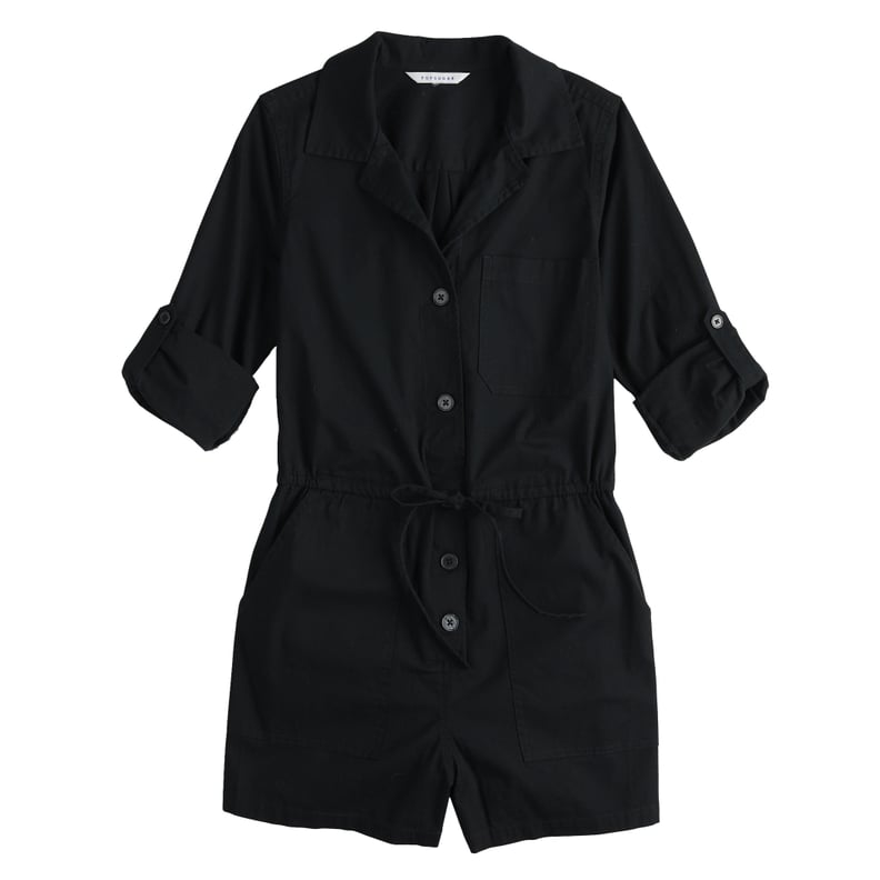 Long Sleeve Romper in Jet Black