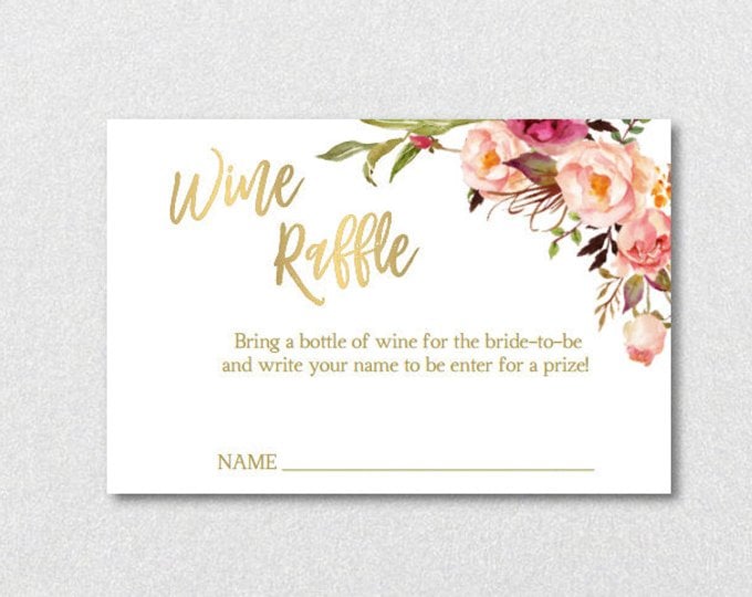 Wine Raffle Printable Tickets