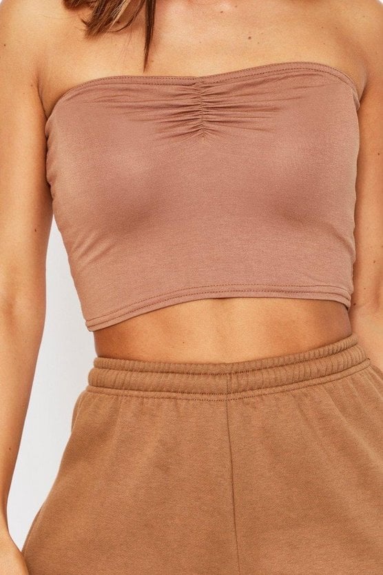 Boohoo Ruched Front Bandeau Top Move Over, Bodysuits; Tube Tops Are Coming For You in 2020 | POPSUGAR Fashion Photo 22