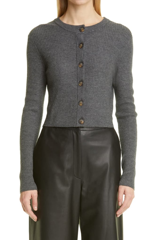 A Soft Staple: Loulou Studio Contoy Rib Stretch Wool & Cashmere Crop Cardigan