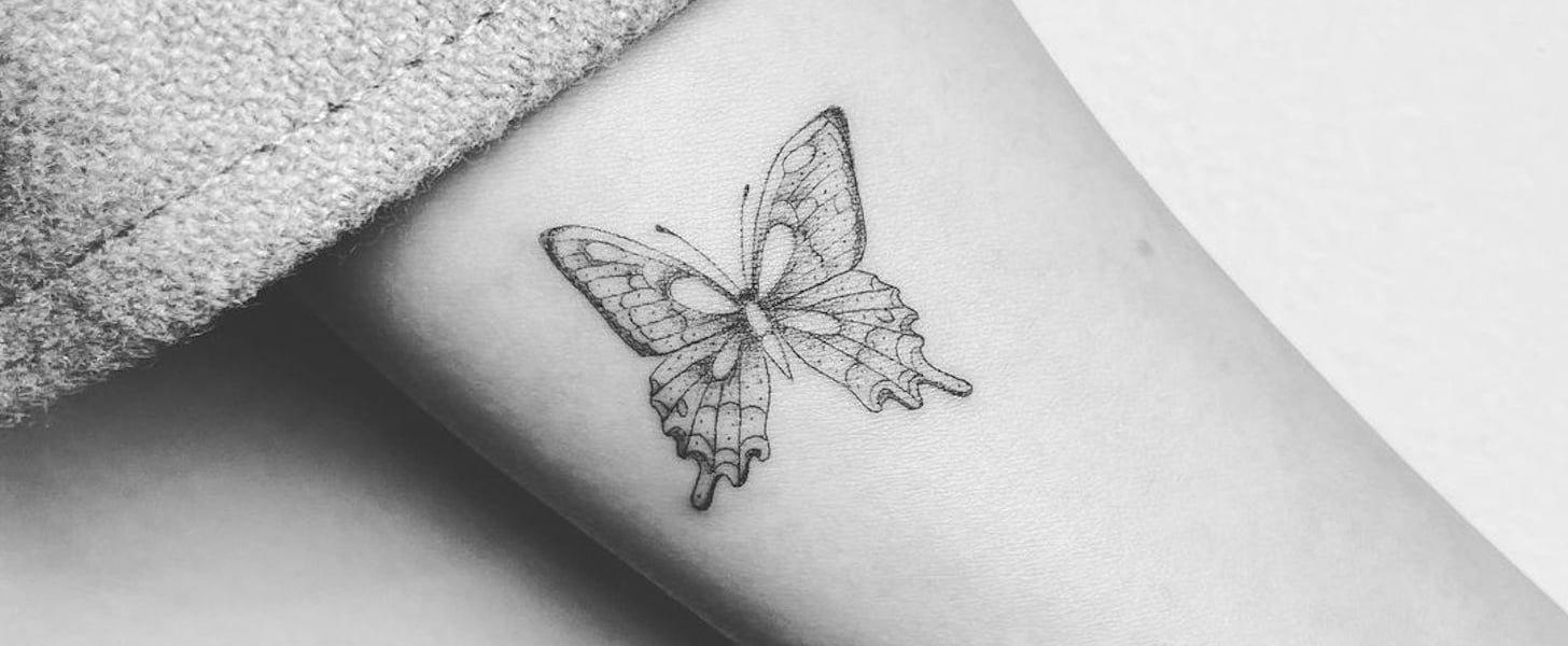 fine line butterfly tattoo elbowTikTok Search