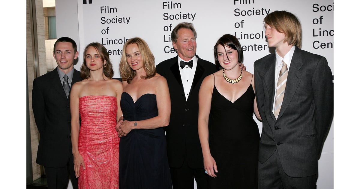 The couple posed with their family at a ceremony honoring Jessica at Sam Shepard and Jessica