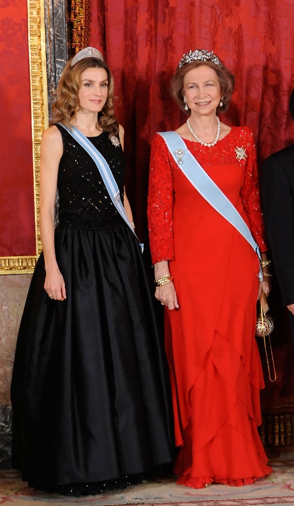 Queen Sofía in a Red Gown, December 2009