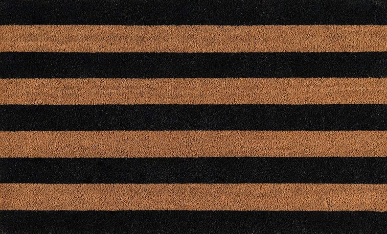 Erin Gates by Momeni Park Stripe Black Hand Woven Natural Coir Doormat 1'6" X 2'6"