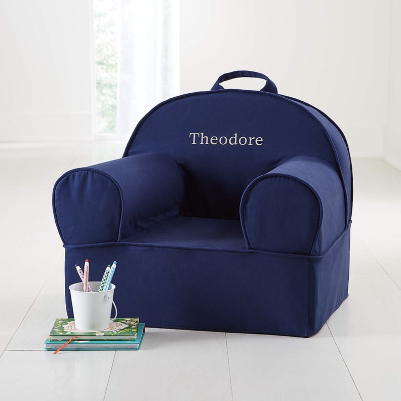 A Personalized Furniture Piece For Kids: Crate and Barrel Large Navy Kids Nod Chair