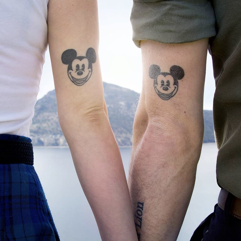 mickey mouse heart hands tattoo