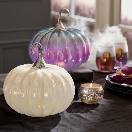 Iridescent Pumpkin Halloween Decorations in Purple and White