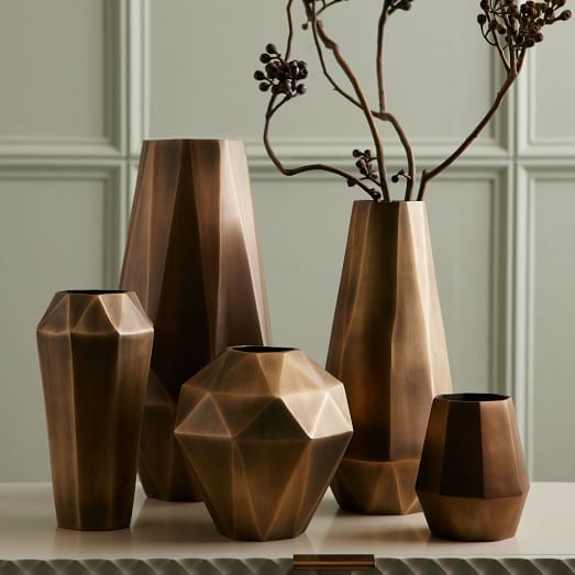 Faceted Metal Vases
