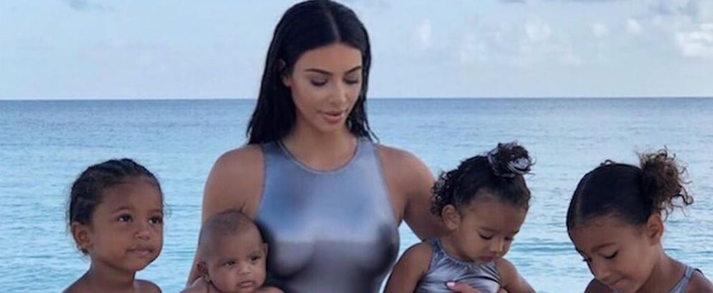 Kim Kardashian Wore Matching Silver Swimsuits With Her Kids — Cue the Awws!