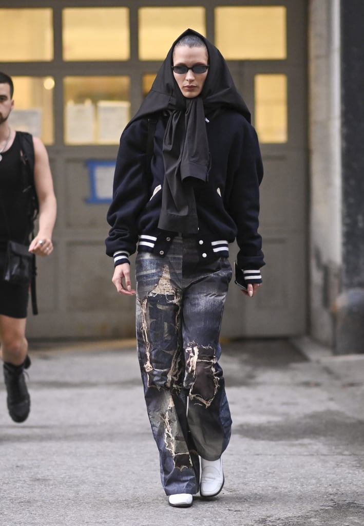 Bella Hadid Wears Illusion Ripped Jeans | Photos