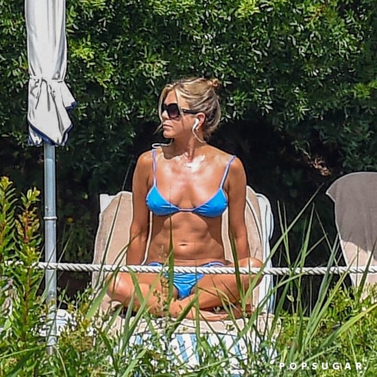 Jennifer Aniston's Blue Bikini in Italy 2018