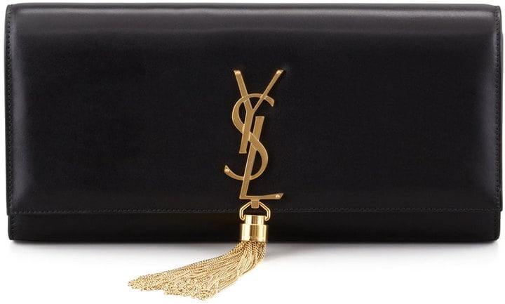Saint Laurent Cassandre Tassel Clutch Bag, Black ($1,550)