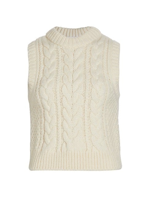 Cecilie Bahnsen Hannah Cable-Knit White Sweater Vest