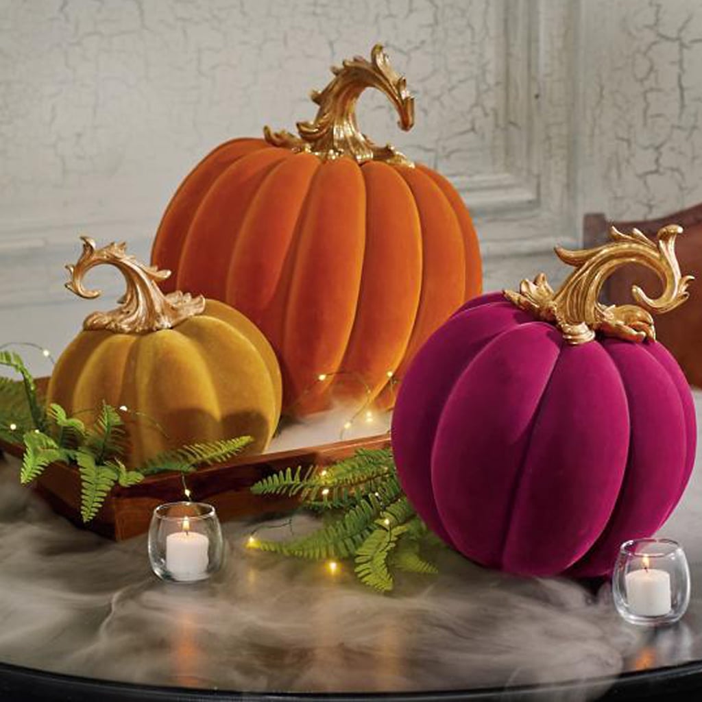 These Velvet Pumpkin Halloween Decorations Are So Elegant