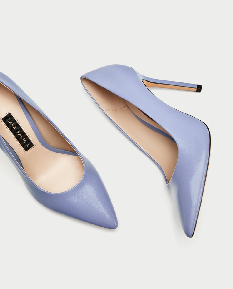 Zara Lilac High Heel Leather Court Shoes