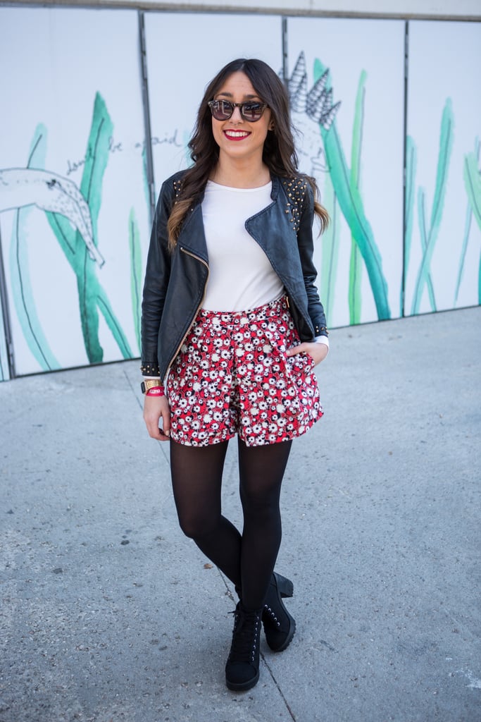 Make your bottom half the focus with a pair of colorful, printed shorts. No one will even think twice about your white tee.