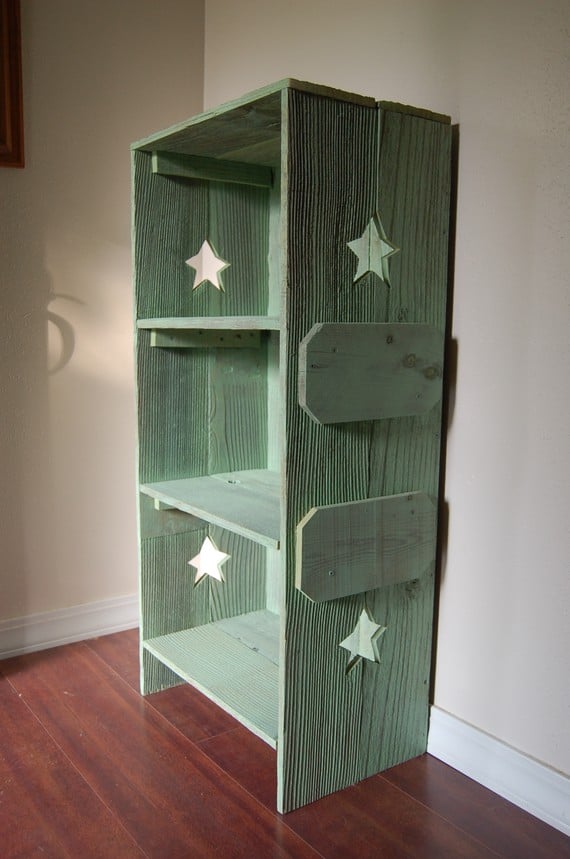 customized rustic wooden bookshelf